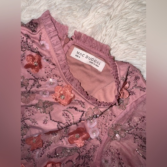 NEW MAC DUGGAL 9212 Embellished High Neck Cap Sleeve A Line Dress SZ 6 - Picture 7 of 8